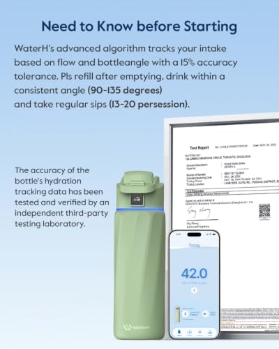 WaterH BOOST Smart Water Bottle Tracker with Reminder to Drink Water, 24oz | BPA-Free Double Wall Vacuum Insulated Stainless Steel, Leakproof, Smart App Tracking, Fits Cup Holders, Wide Mouth for School - color: Green, size: 24 Ounces