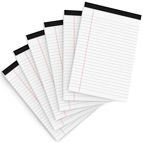 Legal Pads 5x8 Inch Writing Pads for Office Note Pads 5x8 for Work 80 GSM Paper College Ruled Legal Pad To Do List Notepad 30 Sheets 6 Pack Notebook Writing Pad Notepads for Grocery List Shopping List - color: White-6P