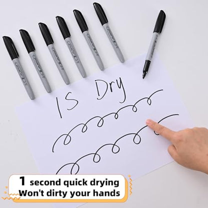 Permanent markers, 120 packs permanent markers bulk, quick drying in one second, waterproof, smooth, not easy to erase, durable, can be marked on glass, tiles and cloth, office supplies,Gray shell - size: 1 Count (Pack of 120)