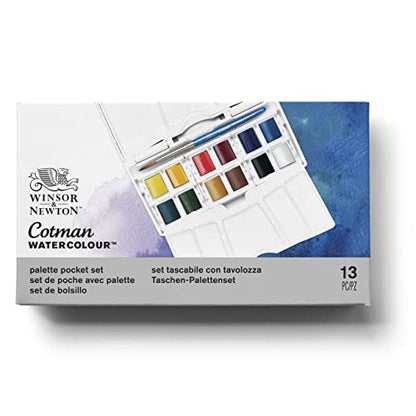 Winsor & Newton Cotman Watercolor Paint Set, Palette Pocket Set, 12 Half Pan w/ Brush - style: 12 Half Pan Palette Pocket Set