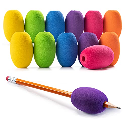Special Supplies Egg Pen-Pencil Grips for Kids and Adults Colorful, Cushioned Holders for Handwriting, Drawing, Coloring - Ergonomic Right or Left-Handed Use - Reusable (12-Pack) - style: 12-Pack