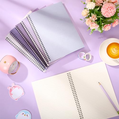 Fuutreo 6 Pack B5 Spiral Notebooks 10.5 x 7.45 Inch College Ruled Aesthetic Journal Kraft Hardcover 70 Sheets (140 Pages) Spiral Notebook for Office Students Work Journaling(Purple Series,Purple) - color: Purple Series