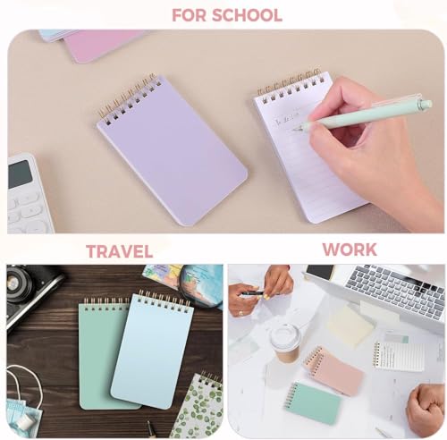 SKYDUE Small Notebooks, Cute 3x5 Pocket Notepads, Mini Spiral Notebook with Lined Pages Nursing School Essentials, School Office Supplies Set Of 8 - color: Pastel Color