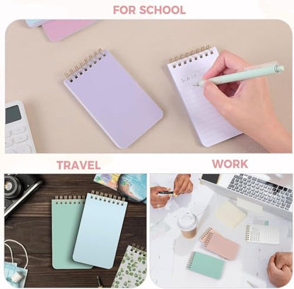 SKYDUE Small Notebooks, Cute 3x5 Pocket Notepads, Mini Spiral Notebook with Lined Pages Nursing School Essentials, School Office Supplies Set Of 8 - color: Pastel Color