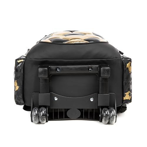 Rolling Backpack with Lunch Box,School Backpack for Boys Roller Bookbags with Wheels for Elementary Students,Black - color: Black Gold Football