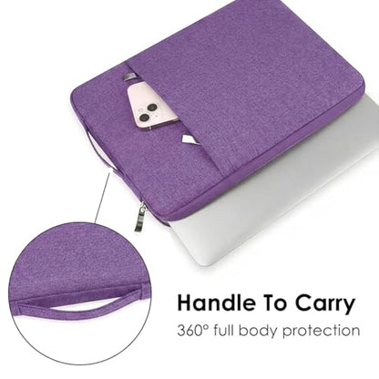 Laptop Sleeve Case for MacBook Air 13.6" & MacBook Pro 13.3" with Handle | WaterProof, with Accessory Pocket, Scratch-resistant,Soft Velvet Lining, Canvas Surface, for Travel, Home, Office(Purple) - color: Purple