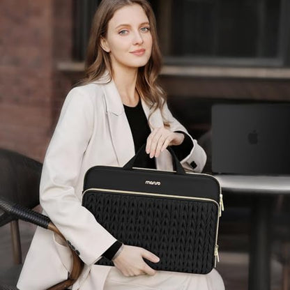 MOSISO Laptop Case 13.3 inch, 13-13.3 inch Laptop Sleeve Compatible with MacBook Neo/Air 13.6 M5 M4 M3 M2 M1/Pro 13/14, HP Dell Lenovo ASUS, Wheat Ear Quilted Carrying Bag with Handle&Pocket, Black - color: Black, size: 13.3 inch
