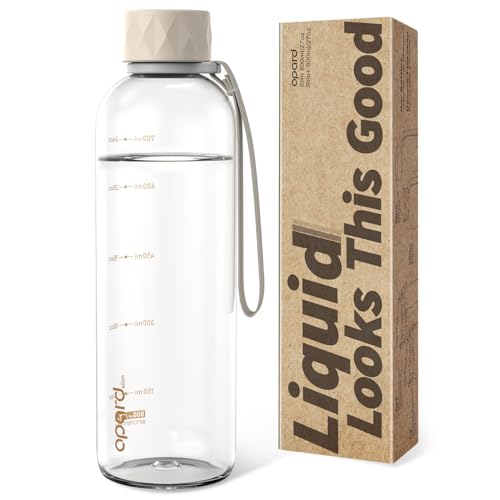 Opard Slim Pro Water Bottle 27oz, Plastic Water Bottle BPA-Free, Facetted Rubberized Grip-Texture Monocap, Leakproof Screw Top, Clear Cream, Reusable for Travel School Sport Gym Hiking - color: Clear Cream, size: 27 oz