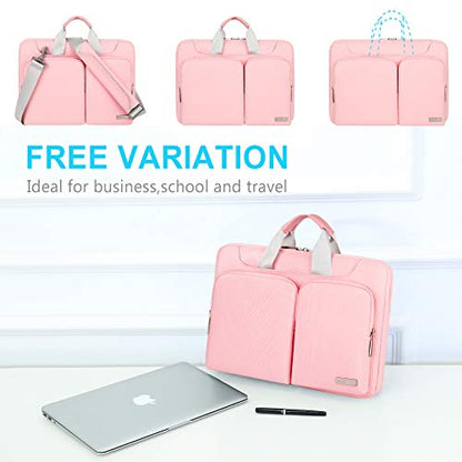 Lacdo 360° Protective Laptop Shoulder Bag, 14 inch Computer Bags for 14 inch MacBook Pro M5 Pro/Max A3426 A3427 (2026), M5/M4/M3/M2/M1 A3434 A3112 A3401 A3185 A2918 A2992 2025-2021 Messenger Bag, Pink - color: Pink, size: 14 Inches
