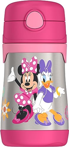 THERMOS Vacuum Insulated Stainless Steel 10oz Straw Bottle, MINNIE MOUSE (Pack of 3) - color: Minnie Mouse, size: 10 Ounces (Pack of 3)