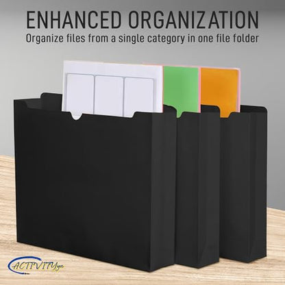 Black File Jackets, 2 Inch Expansion, Letter Size, Reinforced Straight-Cut Tab, 6 Pack - color: Black, style: 2 Inch Expansion