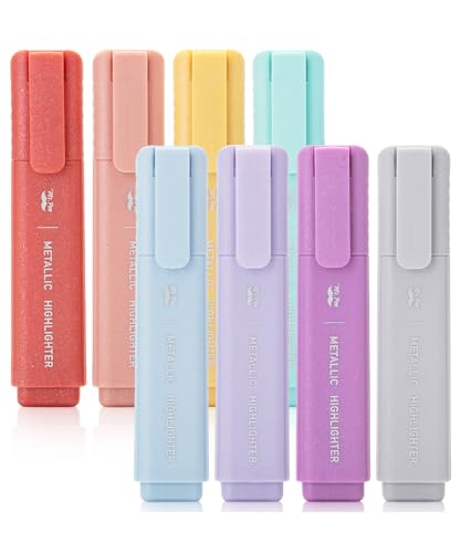 Mr. Pen- Glitter Highlighters, 8 Pack, Metallic Colors | Chisel Tip Highlighter Markers with Shimmer Finish, Smooth Writing Ink for Journaling, Note-Taking, Planning, School - color: Metallic