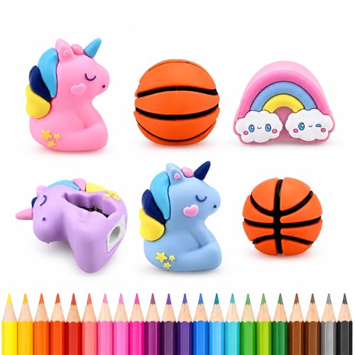 6 PCS Kids Pencil Sharpeners, Cute Pencil Sharpener Manual, Hand Held Pencil Sharpener, Funny Sharpener Cartoon Creative, Kawaii Stationary Gifts Mini School Office Supplies (Style 5) - style: Style 5