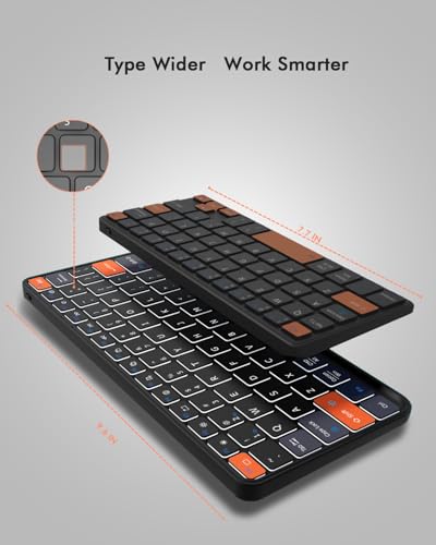 Universal Keyboard Plus Detachable, Dual Bluetooth Portable Keypad with Removable Stand & 7-Color Backlit, Wireless Travel Keyboard for iPad/Z Fold/Galaxy Tabs/Phones, Keypad for iOS/Android/Windows