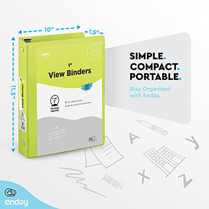 Enday 1 Inch Binder, Green 3 Ring Binder 1 Inch, Heavy Duty Three Ring Binder, 175 Sheets Capacity - One Inch Binder for Home School and Office. - color: Green, size: 1-Inch