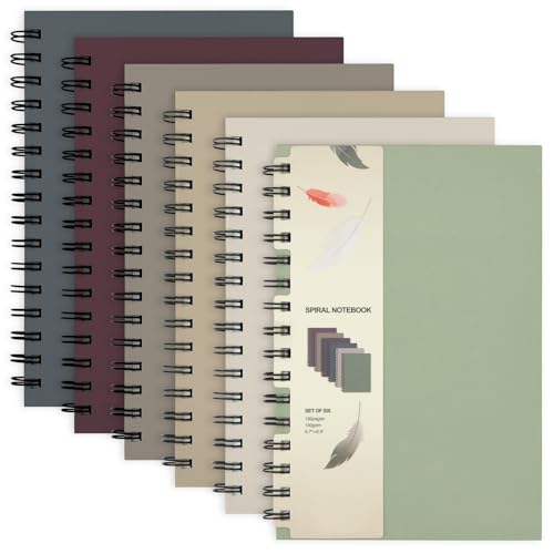 EOOUT 6pcs Spiral Notebook 5.5” x 8.5” Hardcover College Ruled Journals, A5 160 Pages Assorted Morandi Tone Colors for Work Office School Supplies - style: Morandi Color-6pcs