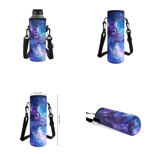Galaxy Wolf Backpack for Girls Boys Backpack with Lunch Box Water Bottle Carrier and Pencil Pouch 4PCS Set Bookbag with Front Pocket for School 17 inch Large Capacity School Bag for Kids - color: Galaxy Wolf