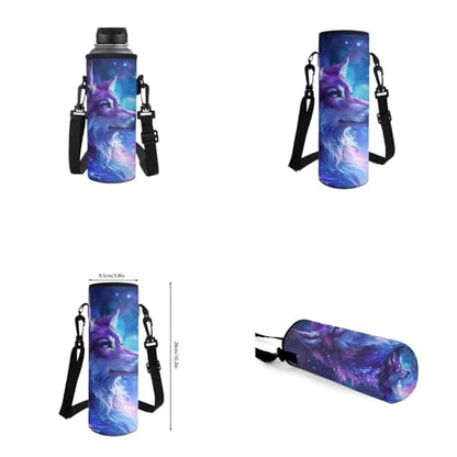 Galaxy Wolf Backpack for Girls Boys Backpack with Lunch Box Water Bottle Carrier and Pencil Pouch 4PCS Set Bookbag with Front Pocket for School 17 inch Large Capacity School Bag for Kids - color: Galaxy Wolf