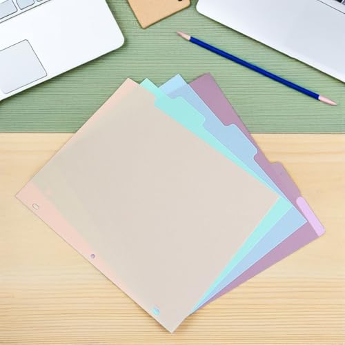 20pcs A4 Binder Index Dividers with Tabs, 3-Hole Plastic Separator Pages in Pastel Colors, Multi-Section Organizer for Student, Teacher, Office and Home Filing