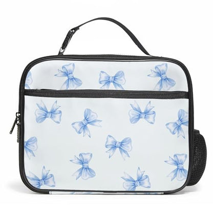 WOBAGMEN Bow Lunch Box for Kids, Cute Insulated Lunch Bag for Boys Girls,Waterproof Lunch Box with Water Bottle Holder for Teens Adults Picnic Travel Back to School (Blue Big Bow) - color: Blue Big Bow