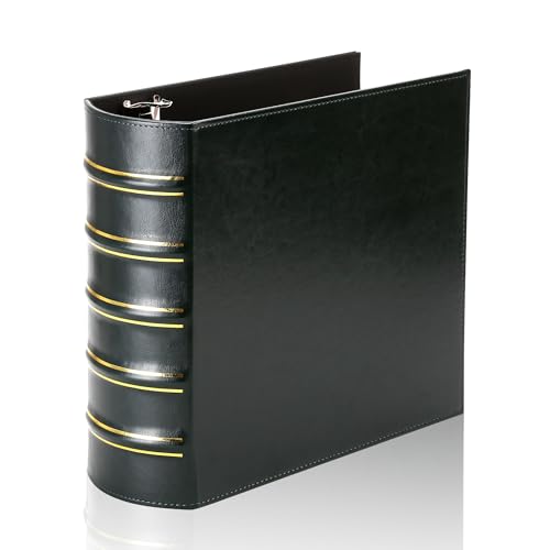 LETVPVOW Vintage Hardback 3 Ring Binder 3 Inch, Professional Leather Binder 3 Ring, Three Ring Binders Fits 8.5 x 11, D Ring Binders for Photo Album, Home, School and Office Supplies- Dark Green - color: Green, size: 3 Inch, style: 1 PCS