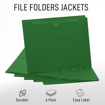 Green File Jackets, 2 Inch Expansion, Letter Size, Reinforced Straight-Cut Tab, 6 Pack - color: Green, style: 2 Inch Expansion