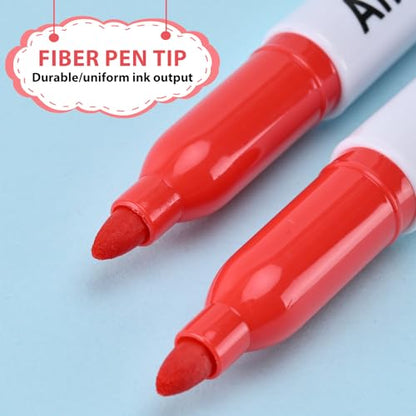 Red Permanent Markers Bulk, 75 Count, Quick Drying and Fade Resistant, Fine Point Marker works on Paper, Plastic, Metal, Wood, Perfect for Classroom, Home, Office - size: 1 Count (Pack of 75)