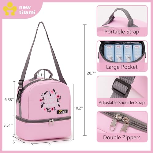 NEW TILAMI Kids Lunch Bag Double Insulated for tilami Rolling Backpack Girls Boys forTravel School Picnic, Blush Bloom - color: Blush Bloom