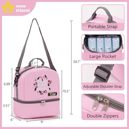 NEW TILAMI Kids Lunch Bag Double Insulated for tilami Rolling Backpack Girls Boys forTravel School Picnic, Blush Bloom - color: Blush Bloom