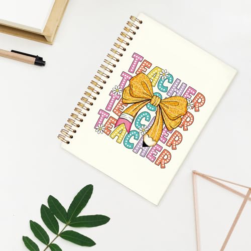 Teacher Notebook Journals, Teacher Appreciation Gifts for Women, Cute Bow Hardcover College Ruled Spiral Notebook Journal for Work Notes Journaling, 5.5x8.3 Inch - color: Bow