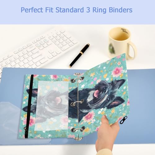 Studying 2 Pack Happy Scottish Terrier Flowers 3 Ring Binder Pencil Pouch Bags,Clear Window Zipper Storage Case for Boys Girls School Office Supplies Cosmetics Organizers - color: Multi-scottish Terrier