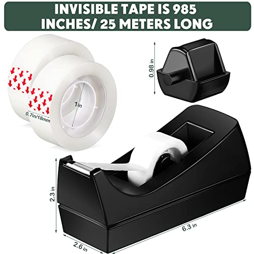 Yahenda 6 Pack Desktop Tape Dispenser Non Skid Base with Transparent Invisible Tape and Replacement Cores for Wrapping Home Office Supplies