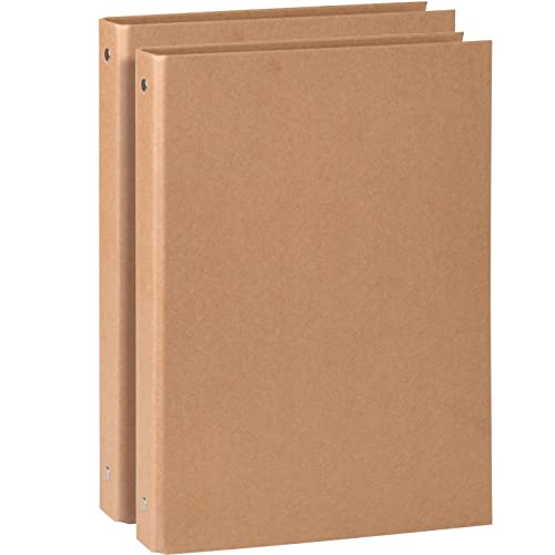 Natural Recycled Kraft Binder 3-Holds Round Ring Binder 2 Pack, Durable Binding Hard Cover Protector for Journal, Notebook, Inserted Sheets & Refill Paper, Holds 200 Sheets Capacity (A4 Size) - color: A4 Size