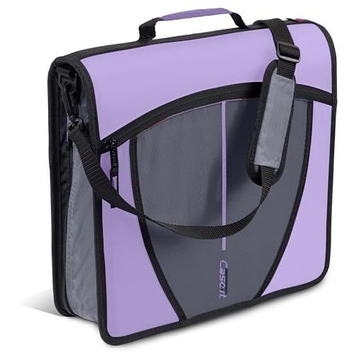 Case-it Mighty Zip Tab School Zipper Binder | 3-Inch O-Rings, 600-Sheet Capacity, 5-Subject Expanding File Folder, Multiple Pockets & Storage Organizer, Shoulder Strap | D-146 Lavender - color: K Purple Lavender, size: 1 Pack