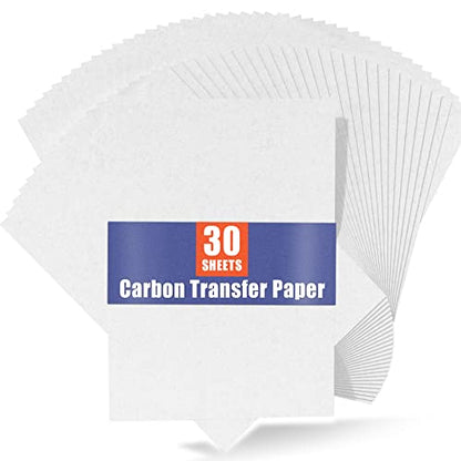 Carbon Paper for Tracing Graphite Transfer-Paper - PSLER 30 Pcs White Graphite Paper for Tracing Drawing Patterns on Wood Projects Canvas Fabric Artist Lettering Sketch Drawing A4 8.27 X 11.81 Inch - color: white