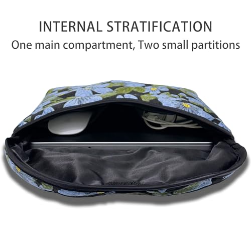 Puffy Laptop Sleeve 11-12 Inch, Soft Laptop Case, Blue Flower | Compatible with 11-12 Inch Macbook Pro/Air, Asus/Dell Xps/Lenovo Laptops, Protective Carrying Bag for Women and Men - color: Blue Flower, size: 11/12
