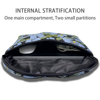 Puffy Laptop Sleeve 13-14 Inch, Soft Laptop Case, Blue Flower | Compatible with 13-14 Inch Macbook Pro/Air/Neo, Asus/Dell Xps/Lenovo Laptops, Protective Carrying Bag for Women and Men - color: Blue Flower, size: 13/14