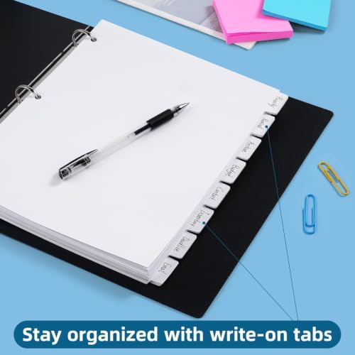Dynta 15 Sets Binder Dividers with Tabs 120 Dividers, 1/8 Cut Tabs, Letter Size, Blank Write On Page Dividers for School, Office and Home, White - color: White
