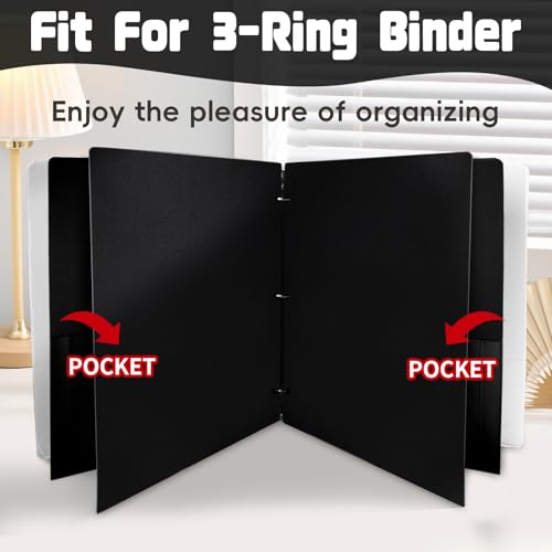Black 3 Hole Punched Plastic 2 Pocket Folders for 3 Ring Binder, Durable Poly Folder for Notebook, Office & School Use, 6 Pack - size: 3 Hole