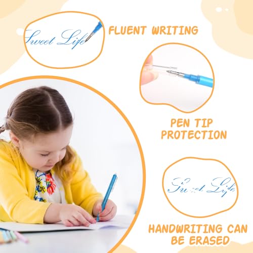 32Pcs 0.7 mm Erasable Gel Ink Pen Refills Compatible with Frixion Friction, 8 Colors Retractable Fine Point Pen Refill (Blue、Black、Red、Green、Orange、Lake Blue、Purple、Rose Red) (8Color, 32)