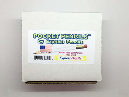 Half Pencils with Eraser - Golf, Pew - Hexagon, Sharpened, #2 Pencil, Color - Pastel Pink, Box of 72 Golf Pocket Pencils TM