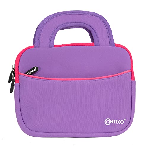 Contixo 7" Tablet Sleeve Bag for Kids Tablets - Compatible with Contixo V8/V9, Dragon Touch Y88X Pro/M7, iPad mini 1-4, Galaxy Tab A 8.0, Amazon Fire 7'' & 8'' Tablets - Purple, with Accessory Pocket - color: Purple