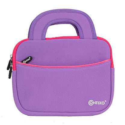 Contixo 7" Tablet Sleeve Bag for Kids Tablets - Compatible with Contixo V8/V9, Dragon Touch Y88X Pro/M7, iPad mini 1-4, Galaxy Tab A 8.0, Amazon Fire 7'' & 8'' Tablets - Purple, with Accessory Pocket - color: Purple