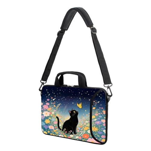 AMARY 13" 13.3" laptop sleeve chromebook case adjustable shoulder strap with handle accessory pocket (Cat-1) - color: Cat-1
