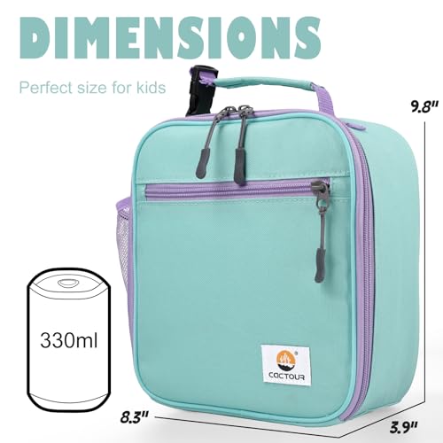 CaCTOUR Lunch Box Kids,2 Packs Insulated Lunch Bag for Girls Boys,Soft Bag Mini Cooler Back to School Thermal Reusable Lunch Bag for Work School Picnic (Light Green & Pink) - color: 2pk Light Green+Pink