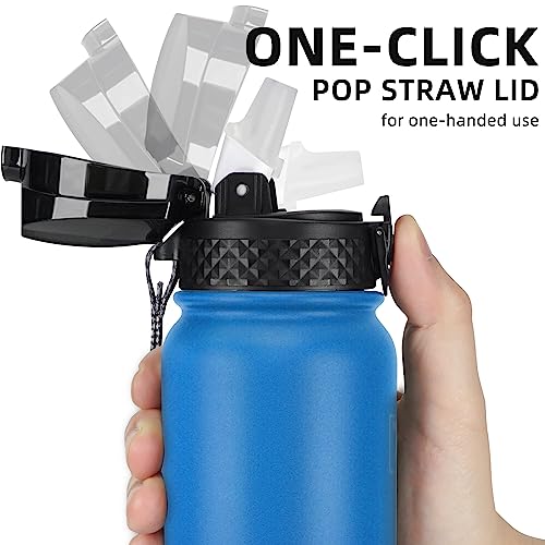 Fanhaw 20 Oz Kids Insulated Stainless Steel Water Bottle with Straw Lid, Leakproof & Anti-Dust Everyday Use Bottle for School, Women & Men, Back to School Essentials (Sky Blue) - color: Sky Blue, style: 20 Ounces
