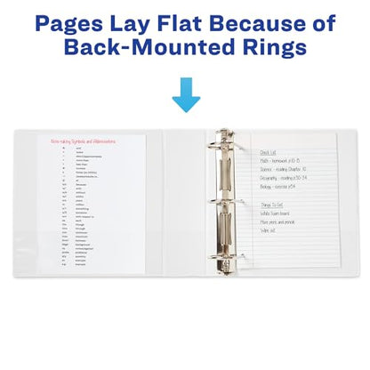Avery Durable Clear View 3 Ring Binders, 3 Inch Binder Rings, 4 White Binders (09203) - size: 3", style: 4 Pack