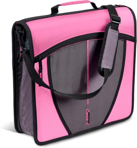 Case-it Mighty Zip Tab Zipper Binder, 3" O-Ring with 5-Color tabbes, Expanding File Folder and Shoulder Strap and Handle, D-146-Light Pink (Pack of 6) - color: Light Pink, size: (Pack of 6)