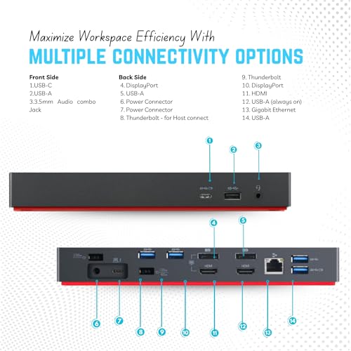 40B00300US Thinkpad Docking Station USB C - Supports 4K Display, Lenovo Thunderbolt 4 Dock with 300W, HDMI, DP & Thunderbolt Cables