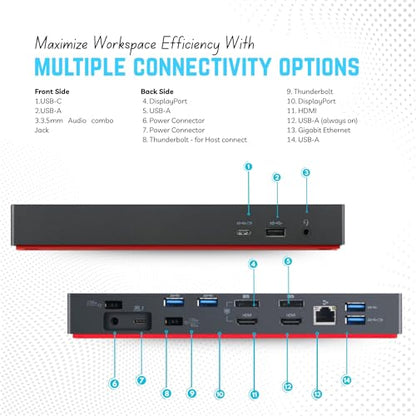 40B00300US Thinkpad Docking Station USB C - Supports 4K Display, Lenovo Thunderbolt 4 Dock with 300W, HDMI, DP & Thunderbolt Cables